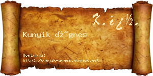 Kunyik Ágnes névjegykártya